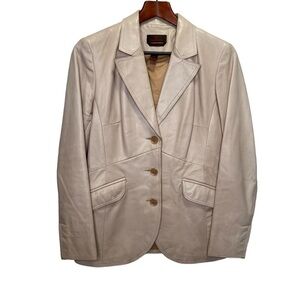 Danier Tan Leather Blazer Jacket Size Small Classic Neutral Minimalist